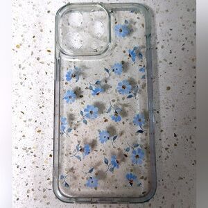 Clear Blue Flower iPhone 14 Pro Max Case